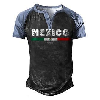 Mexico Mexican Flag Mexico Pride Men's Henley Shirt Raglan Sleeve 3D Print T-shirt - Thegiftio UK