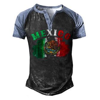 Mexico Mexican Flag Pride Eagle Red Green And White Men's Henley Shirt Raglan Sleeve 3D Print T-shirt - Thegiftio UK