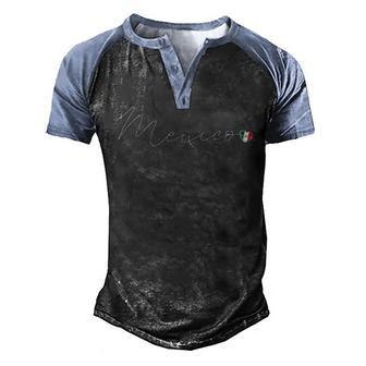 México Simple Love Mexican Flag Heart On Mexico Men's Henley Shirt Raglan Sleeve 3D Print T-shirt - Thegiftio UK