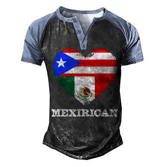 Mexirican Mexico Puerto Rican Boricua Flags Men's Henley Shirt Raglan Sleeve 3D Print T-shirt - Thegiftio UK