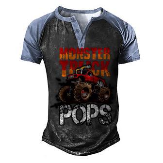 Monster Truck Pops Retro Vintage Monster Fathers Day Men's Henley Shirt Raglan Sleeve 3D Print T-shirt - Thegiftio UK