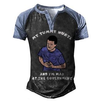 My Tummy Hurts And Im Mad At The Government V2 Men's Henley Shirt Raglan Sleeve 3D Print T-shirt - Thegiftio UK