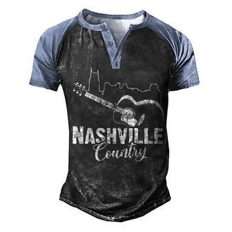 Nashville Skyline Tennessee Country Music Guitar Player V2 Men's Henley Shirt Raglan Sleeve 3D Print T-shirt - Thegiftio UK