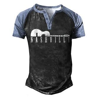 Nashville Skyline Tennessee Country Music Guitar Player V3 Men's Henley Shirt Raglan Sleeve 3D Print T-shirt - Thegiftio UK