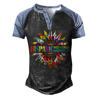 National Hispanic Heritage Month Celebration Latin Flags T Men's Henley Shirt Raglan Sleeve 3D Print T-shirt - Thegiftio UK