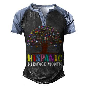 National Hispanic Heritage Month Hand Flag Tree Roots Latino Men's Henley Shirt Raglan Sleeve 3D Print T-shirt - Thegiftio UK