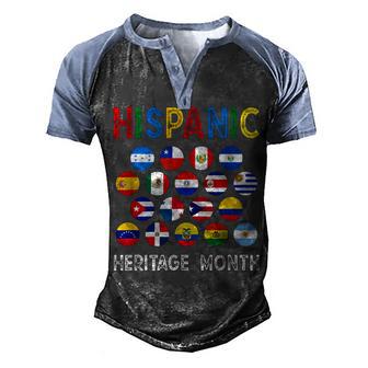 National Hispanic Heritage Month Latin Countries Flags Men's Henley Shirt Raglan Sleeve 3D Print T-shirt - Thegiftio UK