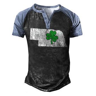 Nebraska State St Patricks Day Nebraska Green Shamrock Men's Henley Shirt Raglan Sleeve 3D Print T-shirt - Thegiftio UK