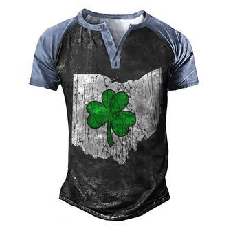 Ohio State St Patricks Day Ohio Green Shamrock Men's Henley Shirt Raglan Sleeve 3D Print T-shirt - Thegiftio UK