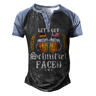 Oktoberfest - Lets Get Schnitzel Faced Funny German Flag Men's Henley Shirt Raglan Sleeve 3D Print T-shirt - Thegiftio UK