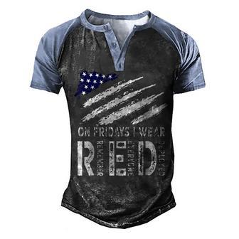 On Fridays I Wear Red Usa Flag Support American Troops Men's Henley Shirt Raglan Sleeve 3D Print T-shirt - Thegiftio UK