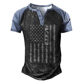 Packer American Flag Men's Henley Shirt Raglan Sleeve 3D Print T-shirt - Thegiftio UK