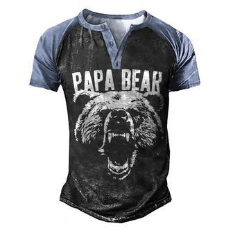 Papa Bear Best Dad Fathers Day Father Pop Gift Men Men's Henley Shirt Raglan Sleeve 3D Print T-shirt - Thegiftio UK