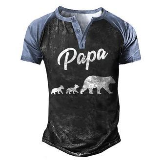 Papa Bear Two Cubs Daddy Bear Twin Papa 2 Kids Men's Henley Shirt Raglan Sleeve 3D Print T-shirt - Thegiftio UK