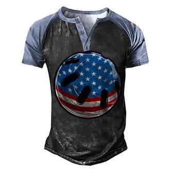 Patriotic American Flag Wiffleball Gift For Men 4Th Of July Men's Henley Shirt Raglan Sleeve 3D Print T-shirt - Thegiftio UK
