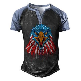 Patriotic Eagle 4Th Of July Usa American Flag V3 Men's Henley Shirt Raglan Sleeve 3D Print T-shirt - Thegiftio UK