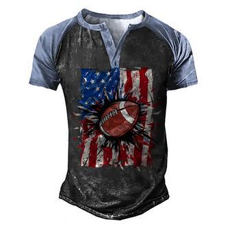 Patriotic Football 4Th Of July Men Usa American Flag Boys Men's Henley Shirt Raglan Sleeve 3D Print T-shirt - Thegiftio UK