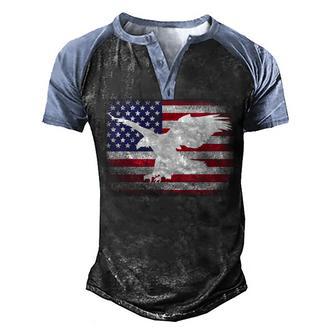 Patriotic Us Usa American Flag Eagle 4Th Of July Men's Henley Shirt Raglan Sleeve 3D Print T-shirt - Thegiftio UK
