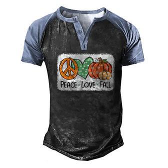 Peace & Love & Fall Pumpkin Autum Happy Fall Thanksgiving Men's Henley Shirt Raglan Sleeve 3D Print T-shirt - Thegiftio UK