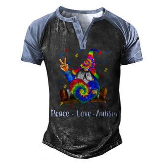 Peace Love Autism Gnome Autism Tie Dye Autism Awareness Men's Henley Shirt Raglan Sleeve 3D Print T-shirt - Thegiftio UK