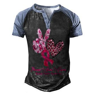 Peace Love Cure Breast Cancer Awareness Pink Warrior Men's Henley Shirt Raglan Sleeve 3D Print T-shirt - Thegiftio UK