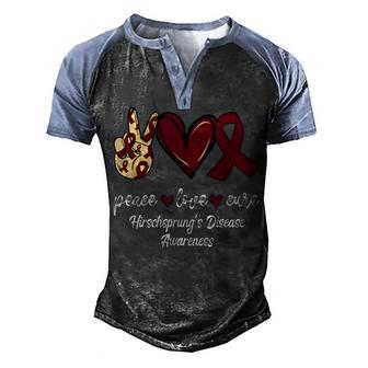 Peace Love Cure Hirschsprung’S Disease Burgundy Awareness Men's Henley Shirt Raglan Sleeve 3D Print T-shirt - Thegiftio UK
