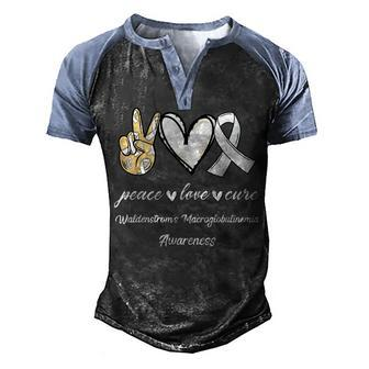 Peace Love Cure Waldenstroms Macroglobulinemia Awareness Men's Henley Shirt Raglan Sleeve 3D Print T-shirt - Thegiftio UK
