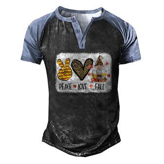Peace Love Fall Hello Fall Autumn Leopard Print Gnome Lover Men's Henley Shirt Raglan Sleeve 3D Print T-shirt - Thegiftio UK