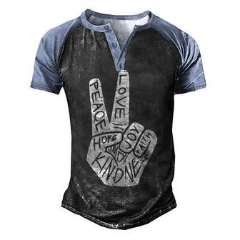 Peace Love Hope Anti Bullying Orange Unity Day 2022 Men's Henley Shirt Raglan Sleeve 3D Print T-shirt - Thegiftio UK