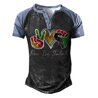Peace Love Junenth Black Pride Freedom 4Th Of July Men's Henley Shirt Raglan Sleeve 3D Print T-shirt - Thegiftio UK