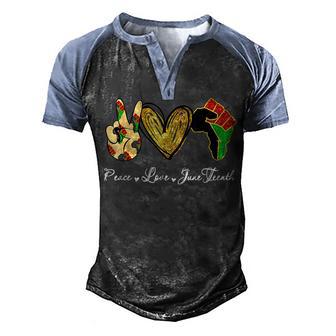 Peace Love Junenth For Boy And Girl Men's Henley Shirt Raglan Sleeve 3D Print T-shirt - Thegiftio UK