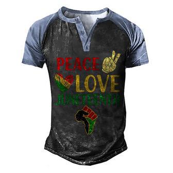 Peace Love Junenth Pride Black Girl Black Queen & King V2 Men's Henley Shirt Raglan Sleeve 3D Print T-shirt - Thegiftio UK