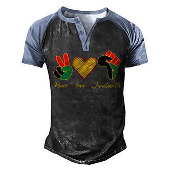 Peace Love Junenth Pride Black Girl Black Queen & King V3 Men's Henley Shirt Raglan Sleeve 3D Print T-shirt - Thegiftio UK