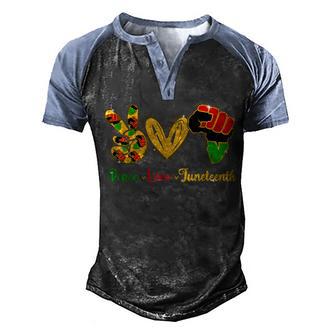 Peace Love Junenth Pride Black Girl Black Queen & King V4 Men's Henley Shirt Raglan Sleeve 3D Print T-shirt - Thegiftio UK