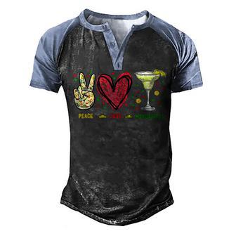 Peace Love Margarita Cinco De Mayo Funny Drinking Party Men's Henley Shirt Raglan Sleeve 3D Print T-shirt - Thegiftio UK