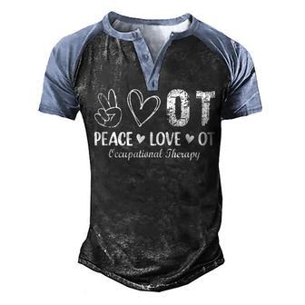 Peace Love Ot V2 Men's Henley Shirt Raglan Sleeve 3D Print T-shirt - Thegiftio UK