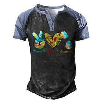 Peace Love Summer Sunglasses Cruise Beach Men's Henley Shirt Raglan Sleeve 3D Print T-shirt - Thegiftio UK