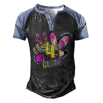 Peace Out 4Th Grade With Leopard Print Is A Great Gift Men's Henley Shirt Raglan Sleeve 3D Print T-shirt - Thegiftio UK