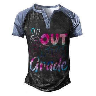 Peace Out 5Th Fifth Grade Tie Dye Graduation Class Of 2022 Men's Henley Shirt Raglan Sleeve 3D Print T-shirt - Thegiftio UK