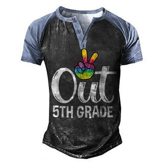 Peace Out 5Th Grade Tie Dye Graduation Class Of 2022 Virtual V2 Men's Henley Shirt Raglan Sleeve 3D Print T-shirt - Thegiftio UK