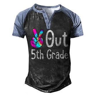 Peace Out 5Th Grade Tie Dye Graduation Last Day Of School Men's Henley Shirt Raglan Sleeve 3D Print T-shirt - Thegiftio UK