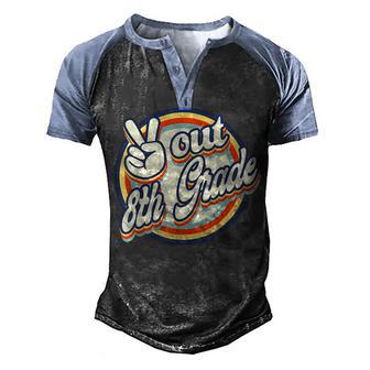 Peace Out 8Th Grade Retro Graduation Class Of 2022 Virtual V2 Men's Henley Shirt Raglan Sleeve 3D Print T-shirt - Thegiftio UK