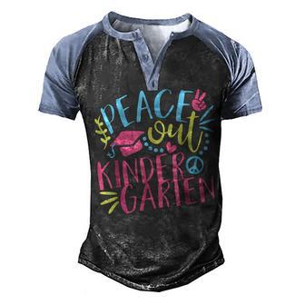 Peace Out Kindergarten Funny Costume Last Day Of School Men's Henley Shirt Raglan Sleeve 3D Print T-shirt - Thegiftio UK