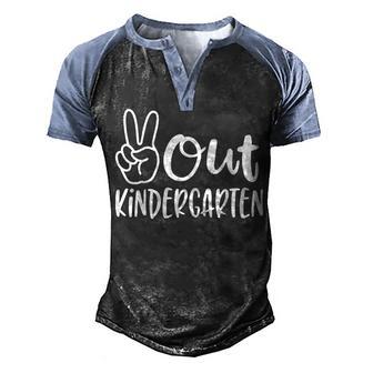 Peace Out Kindergarten Graduation Class Of 2023 Kid Boy Girl Men's Henley Shirt Raglan Sleeve 3D Print T-shirt - Thegiftio UK