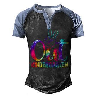 Peace Out Kindergarten Happy Last Day Of School Tie Dye Men's Henley Shirt Raglan Sleeve 3D Print T-shirt - Thegiftio UK