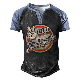Peace Out Kindergarten Retro Graduation Class Of 2022 V2 Men's Henley Shirt Raglan Sleeve 3D Print T-shirt - Thegiftio UK