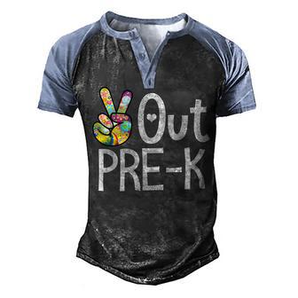 Peace Out Pre-K - Last Day Of School Pre-K Graduate Men's Henley Shirt Raglan Sleeve 3D Print T-shirt - Thegiftio UK