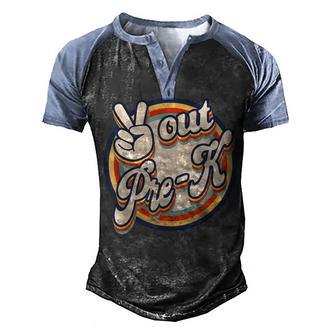 Peace Out Pre-K - Retro Last Day Of School Pre-K Graduate Men's Henley Shirt Raglan Sleeve 3D Print T-shirt - Thegiftio UK