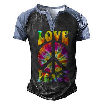 Peace Sign Tie & Dye 60S 70S Peace Love Hippie Men Men's Henley Shirt Raglan Sleeve 3D Print T-shirt - Thegiftio UK