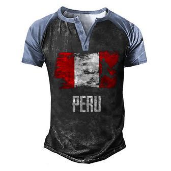 Peru Flag Jersey Peruvian Soccer Team Peruvian Men's Henley Shirt Raglan Sleeve 3D Print T-shirt - Thegiftio UK